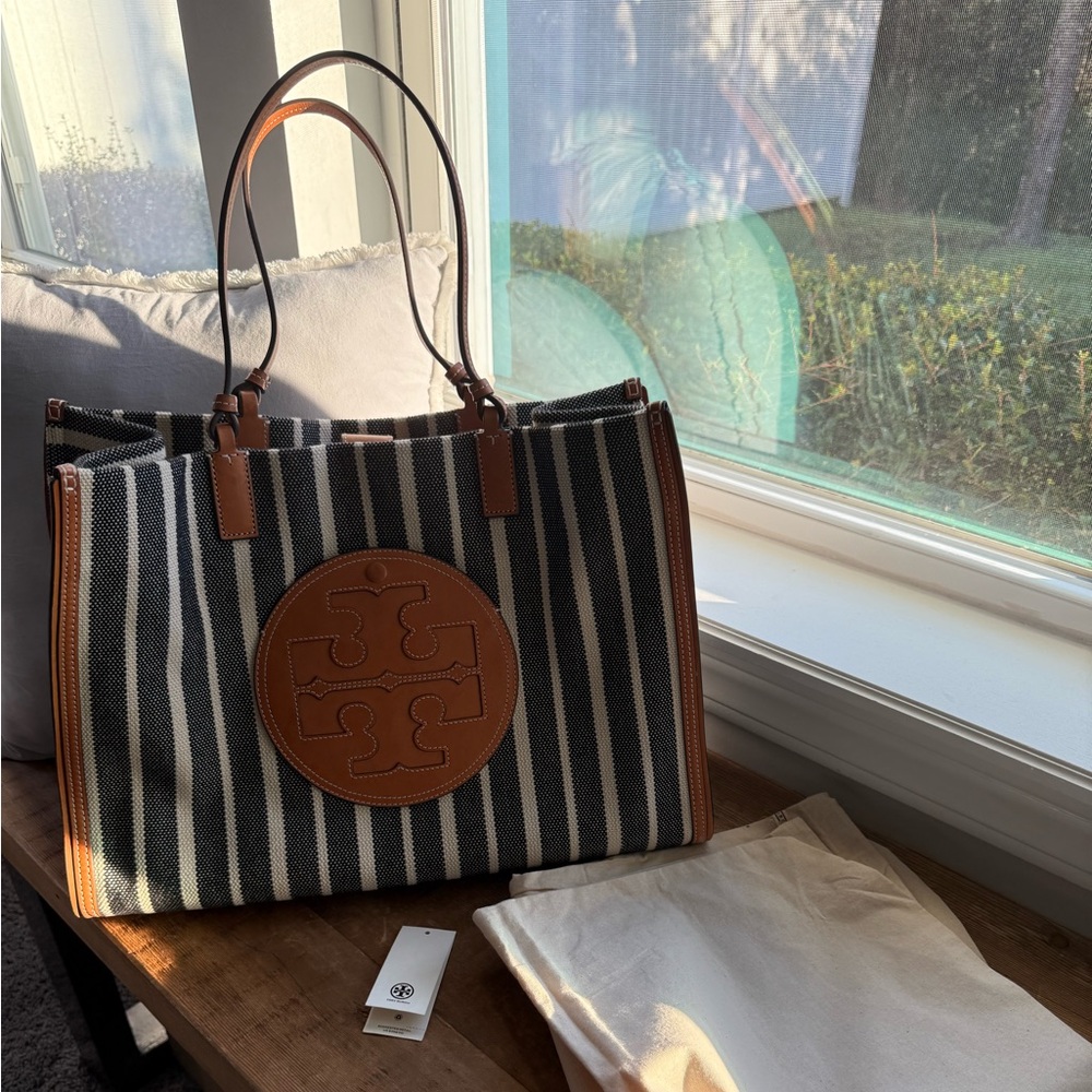 Tory Burch Ella Striped Canvas Tote